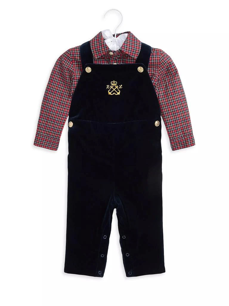 Ralph Lauren Baby Boy's 2-Piece Shirt Bodysuit & Velvet Overalls Set 1