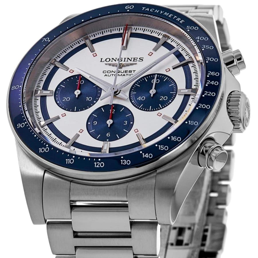 Longines Conquest Automatic Chronograph Silver Dial Steel Men's Watch L3.835.4.98.6 2