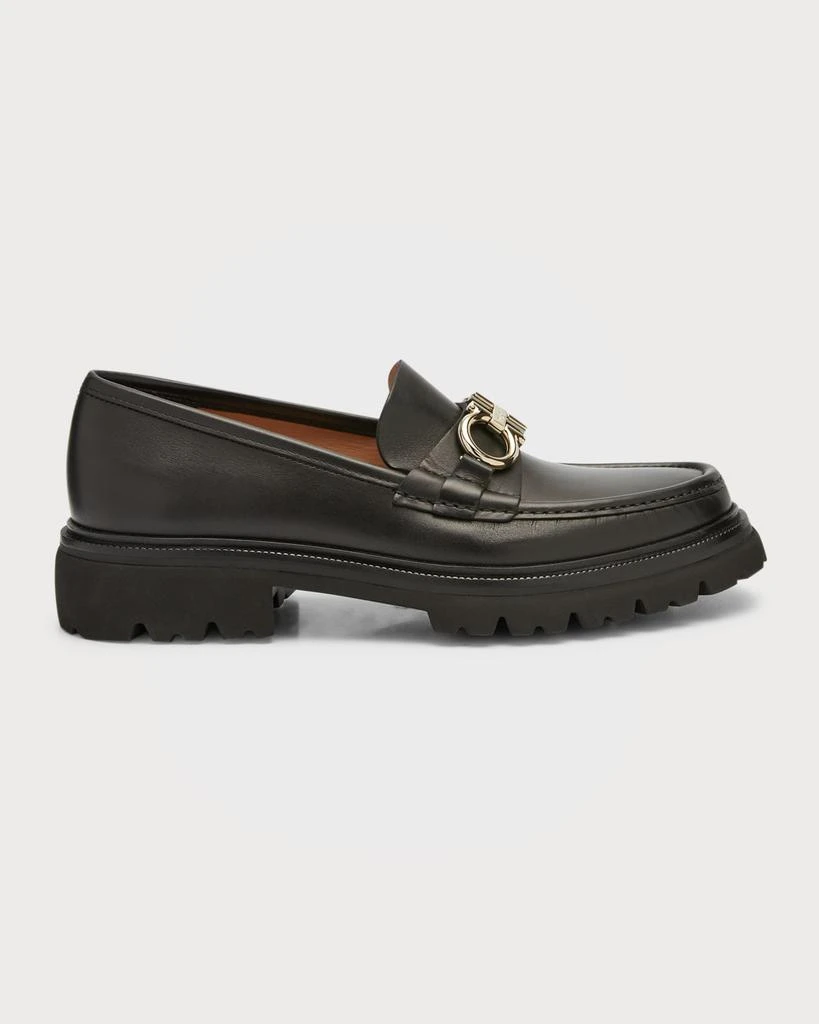 Salvatore Ferragamo Men's Bleecker Leather Lug-Sole Loafers with Reversible Bit 1
