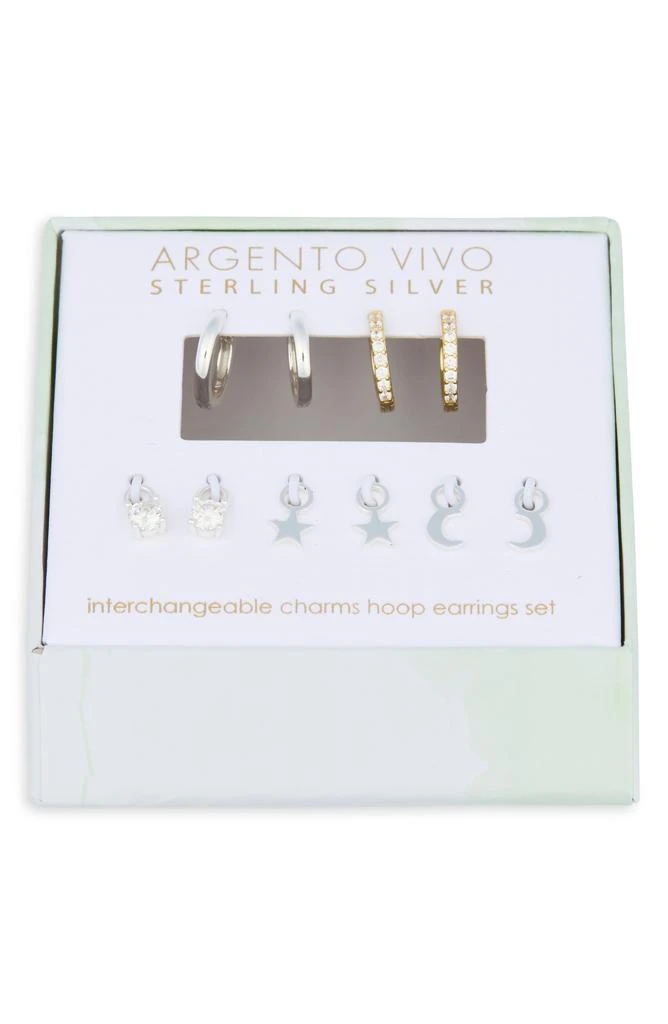 Argento Vivo Sterling Silver Mixed CZ Charms 
2-Pack Huggie Hoop Earrings