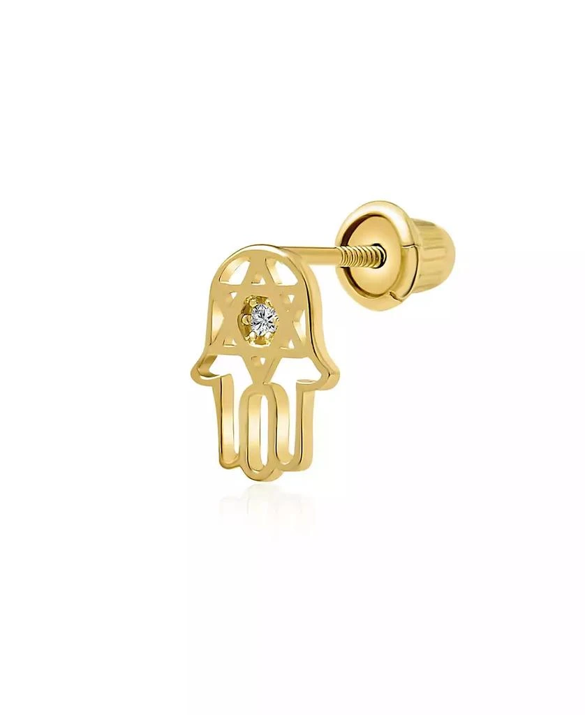 Bling Jewelry Tiny Petite Judaic Jewelry CZ Accent14K Yellow Gold Hamsa Star Of David Judaic Cartilage Ear Lobe Piercing Stud Earring Bat Mitzvah Secure Screw Back 1