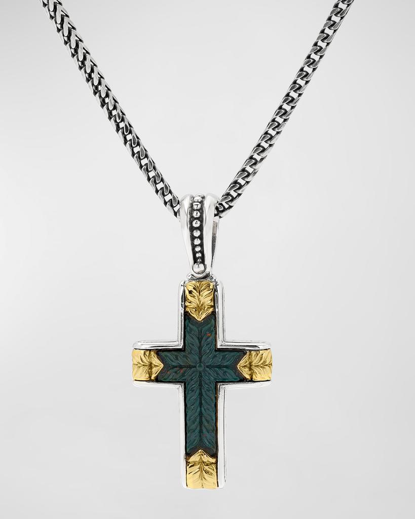 Konstantino Men's Two-Tone Bloodstone Cross Pendant