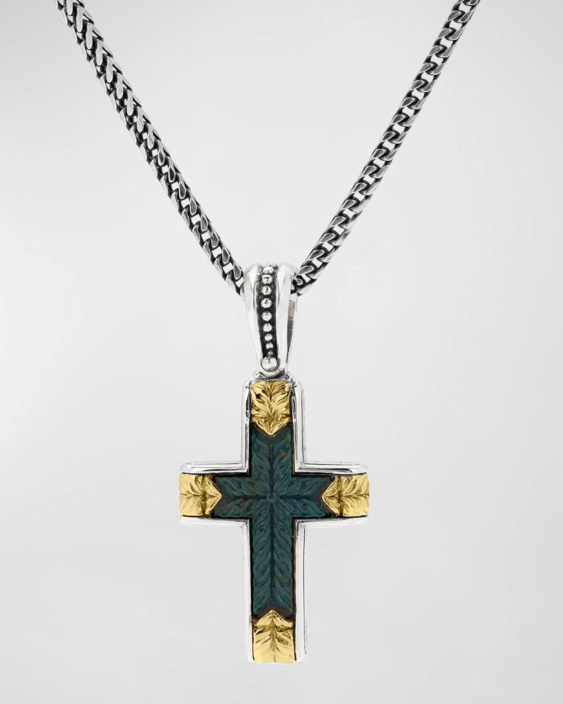 Konstantino Men's Two-Tone Bloodstone Cross Pendant 1