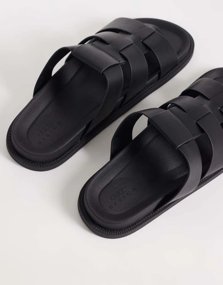 ASOS ASOS DESIGN classic strap sandals in black 4