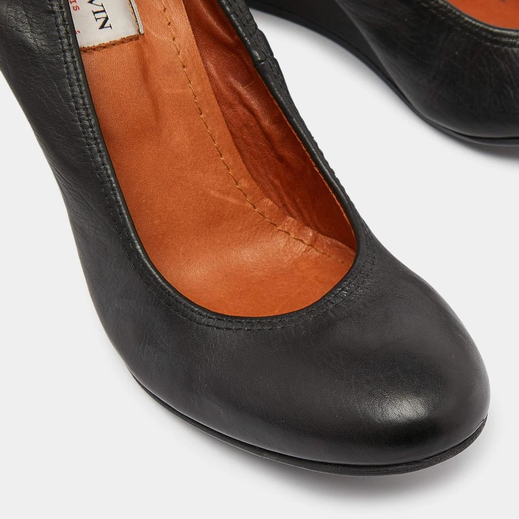 Lanvin Lanvin Black Leather Wedge Pumps Size 38.5 7
