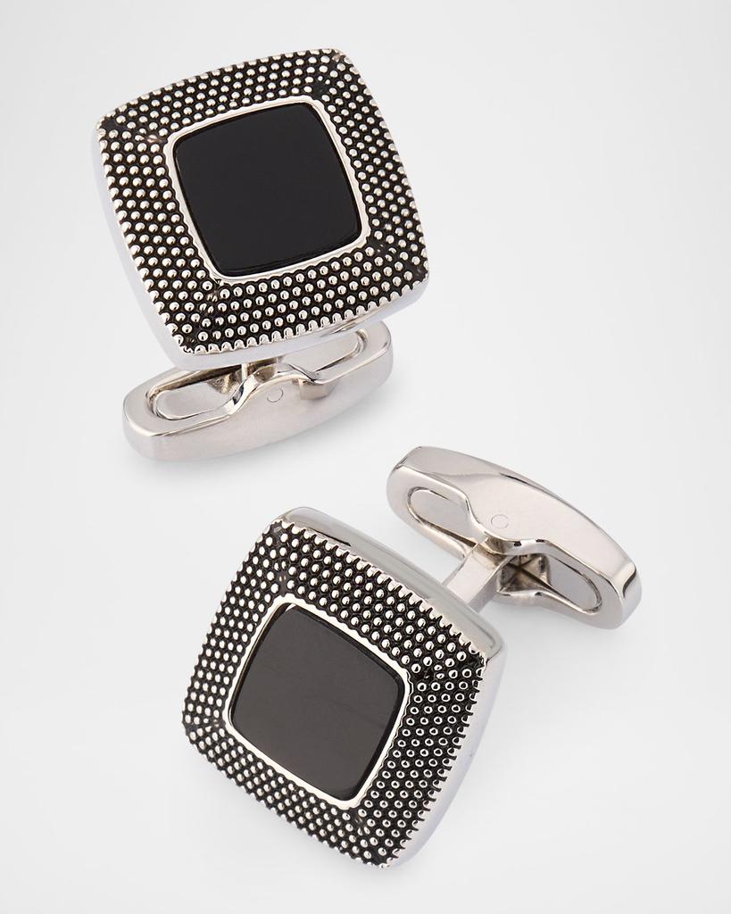 LINK UP Men's Black Onyx Square Cufflinks