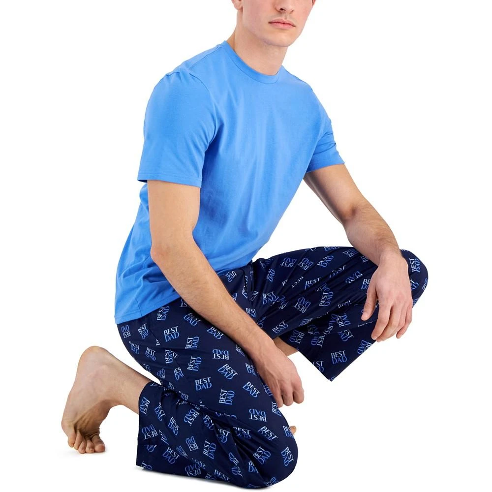 Club Room Men's 2-Pc. Solid T-Shirt & Best Dad Printed Pajama Pants Set, Created for Macy's 4