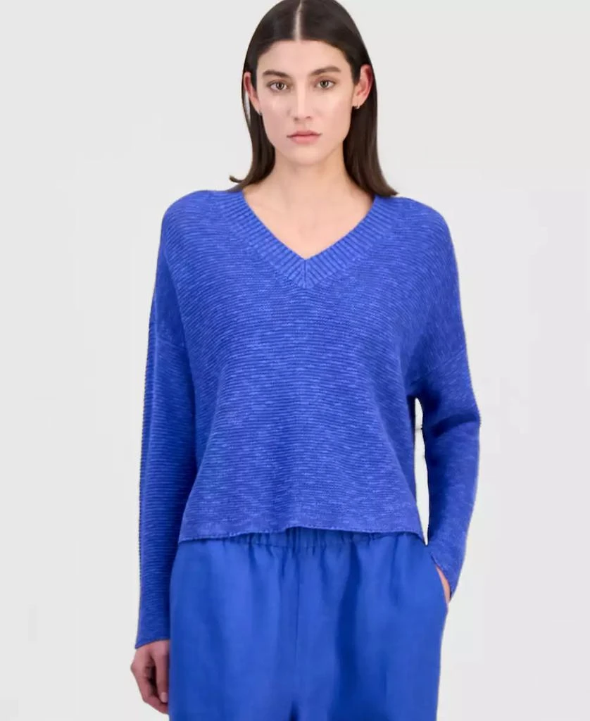 Eileen Fisher Women
s Cotton 
Linen V-Neck Sweater