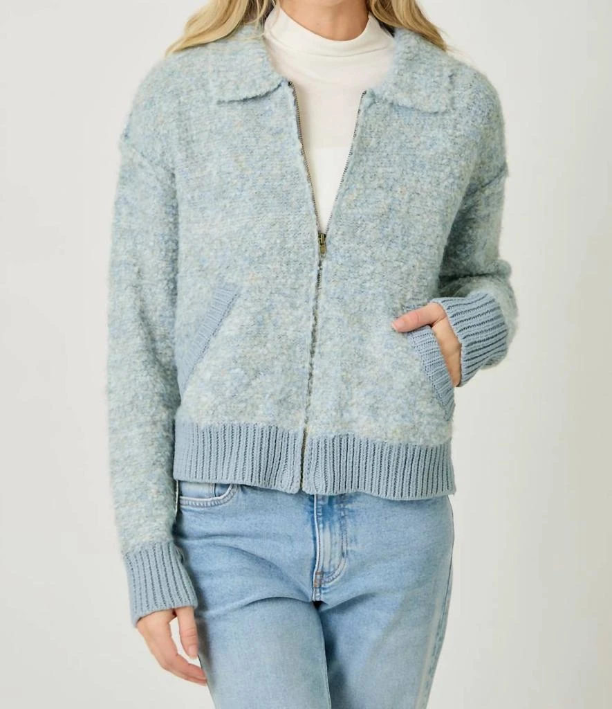 mystree Zip-Up Sweater Jacket In Cloudy Blue