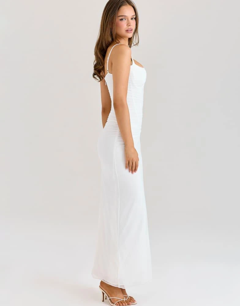 'Lini' White Mesh Maxi Dress