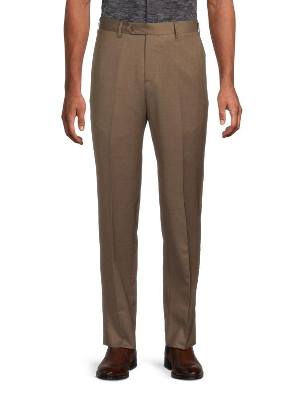 Zanella Pattern Pleated Front Wool Dress Pants
