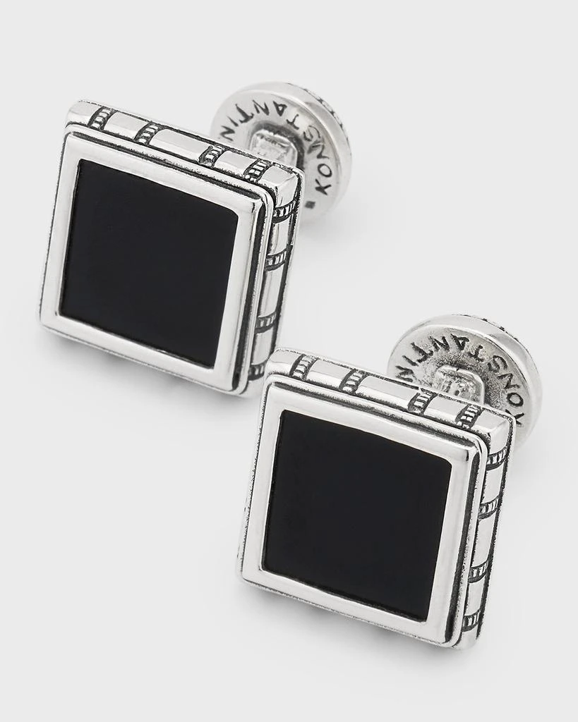 Konstantino Men's Sterling Silver and Black Onyx Square Cufflinks 1