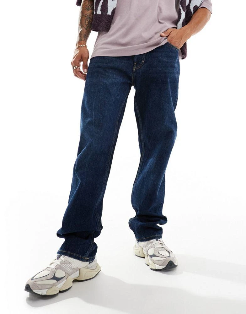 Weekday Weekday Space relaxed fit straight leg jeans in 90's blue 1