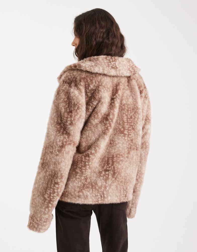 HOLLISTER Hollister faux fur toggle jacket in deer print - Jackets