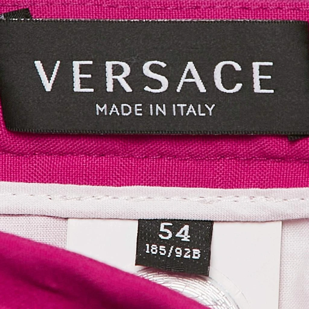 Versace Versace Pink Wool Medusa Detail Belted Trousers XXL 4