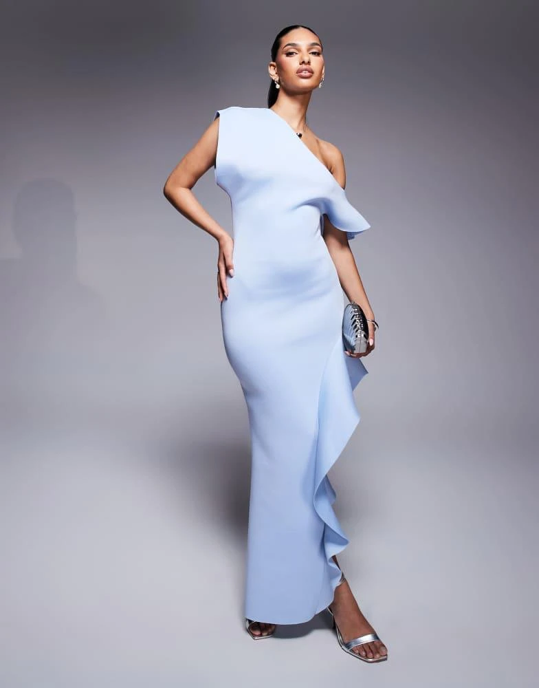 ASOS DESIGN fallen shoulder with frill split detail maxi dress in light blue   On Sale Now with Up to 45% Off | Discover Exclusive Deals & Savings at  BeyondStyle  Authentic