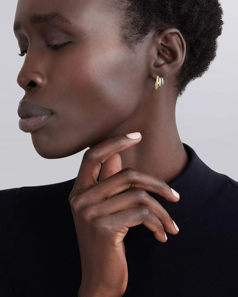 LAGOS Two Tone Caviar Lux Three Ring Hoop Earrings 2