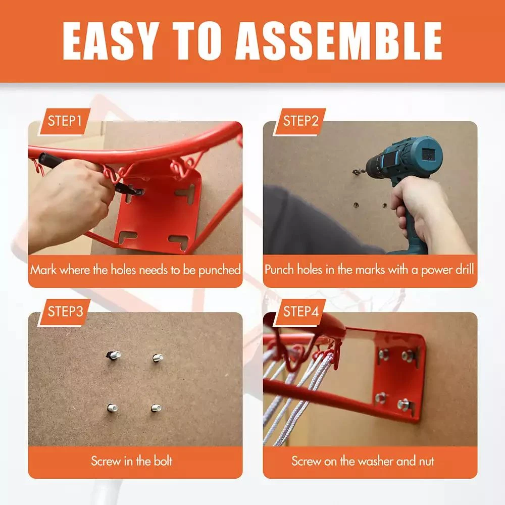 Streamdale Furniture Streamdale 18" Steel Basketball Rim with Net (Easy Install) 4