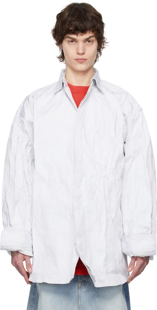 Vetements Off-White Runway Metalized Wrinkled Allover Shirt