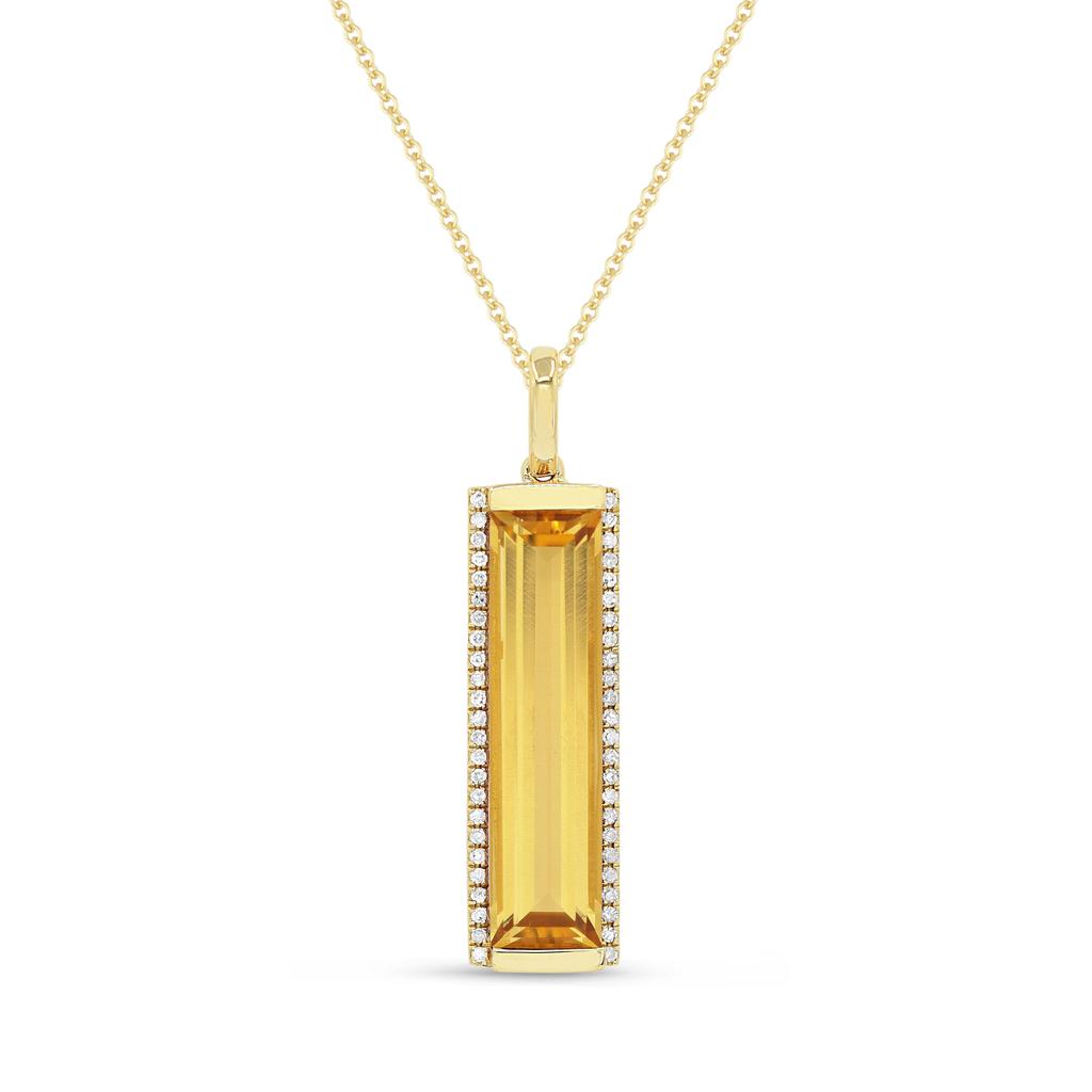 SSELECTS 3.23Ct Citrine 16"pendant Necklace In 14K Yellow Gold