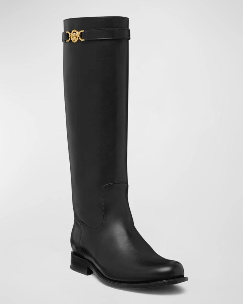 Versace Medusa Leather Riding Boots 2