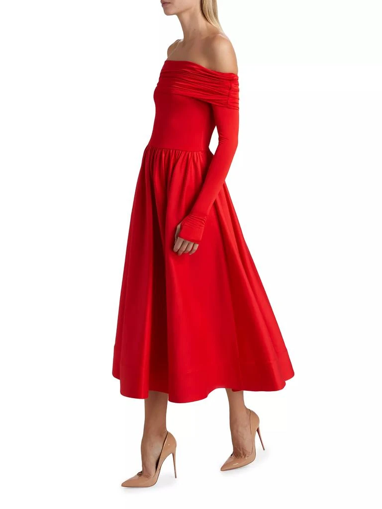 Alice + Olivia Chara Off-The-Shoulder Flared Midi-Dress 4