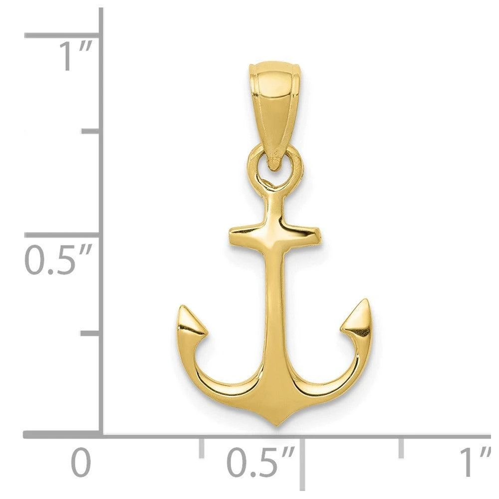 Diamond2Deal 10k Yellow Gold Anchor Pendant 3