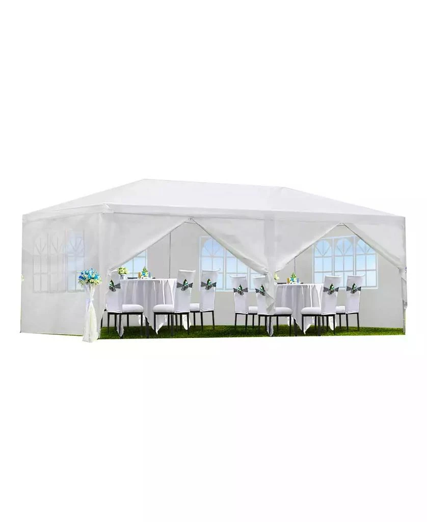 Flynama 10x20 Ft Outdoor Wedding Party Canopy Tent with 6 Removable Sidewalls Ropes and Stakes for Events Gatherings