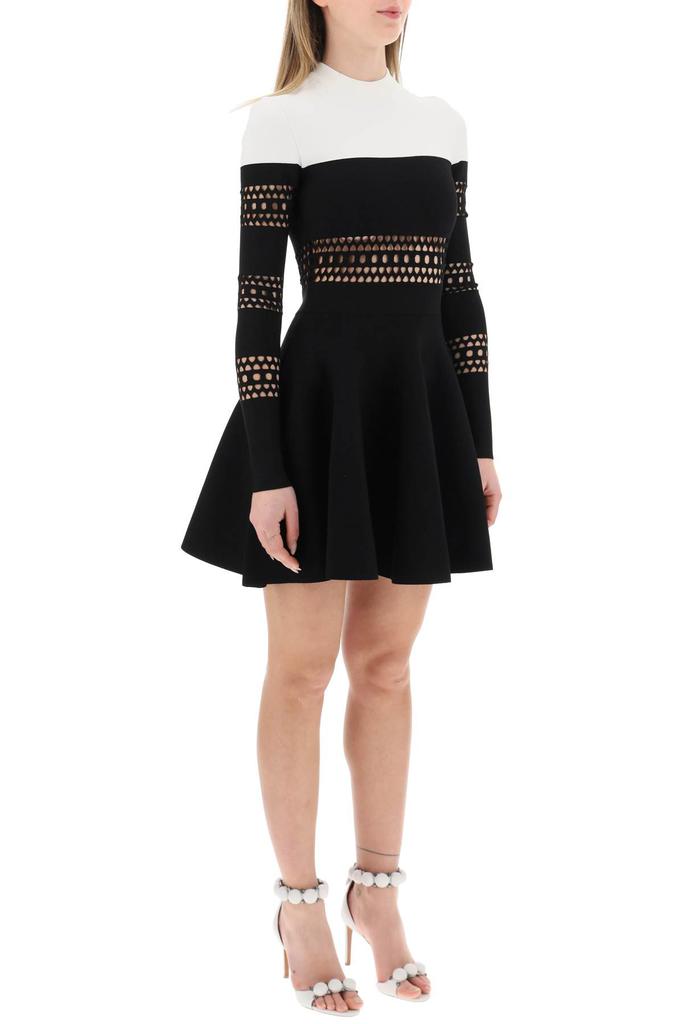 ALAIA perforated mini dress with flared skirt