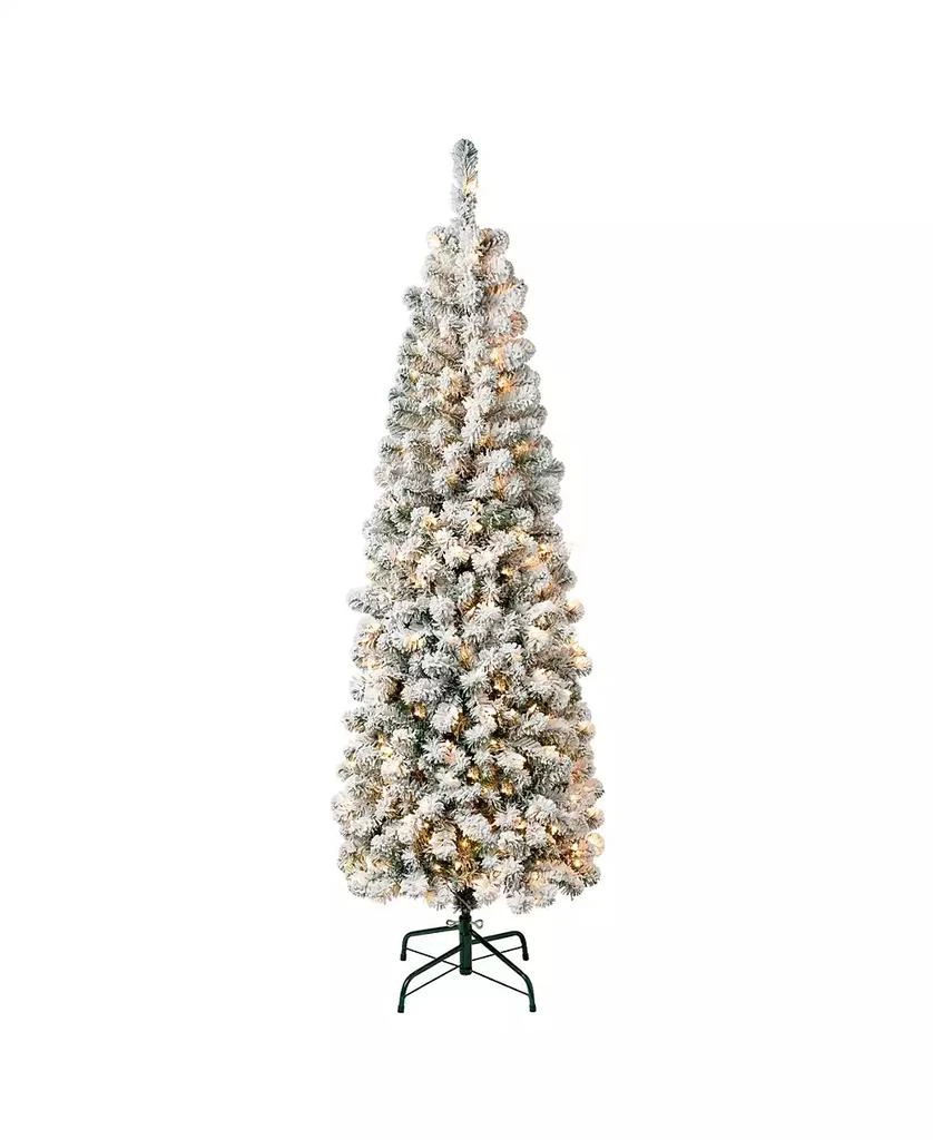 National Tree Company First Traditions 6
 Acacia Pencil Slim Flocked Tree with Clear Lights