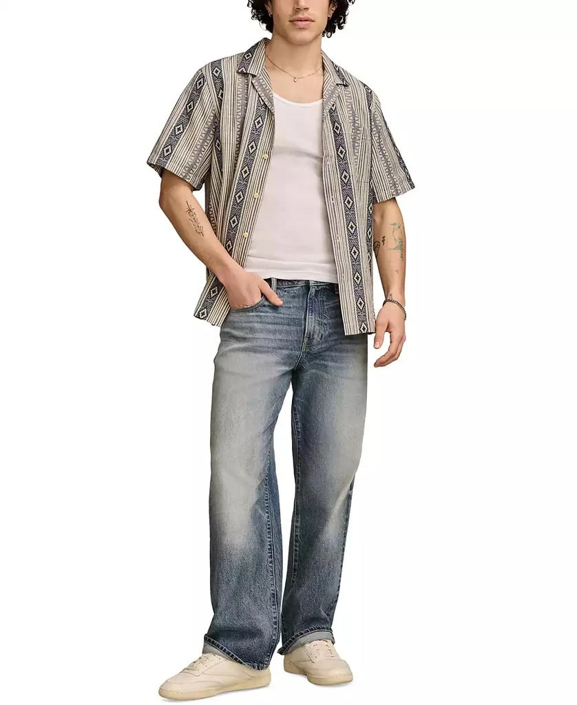 Lucky Brand Men's Relaxed Fit Short Sleeve Textured Striped Button-Front Camp Shirt 3