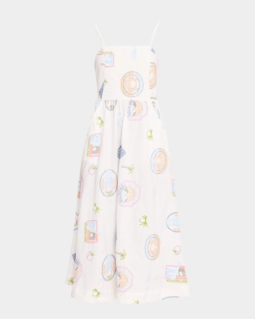 Damson Madder Peaches Embroidered Apron Midi Dress 1