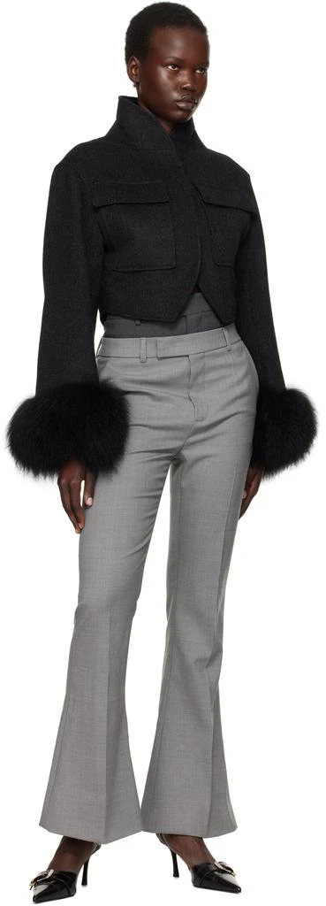 Givenchy Gray Wool Slim Fit Shearling Jacket 4