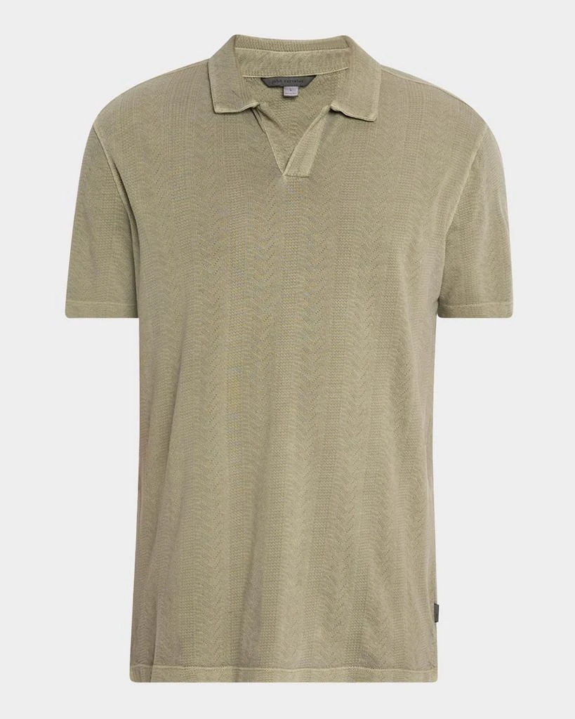 John Varvatos Men's Zion Jacquard Johnny Collar Polo Shirt 1