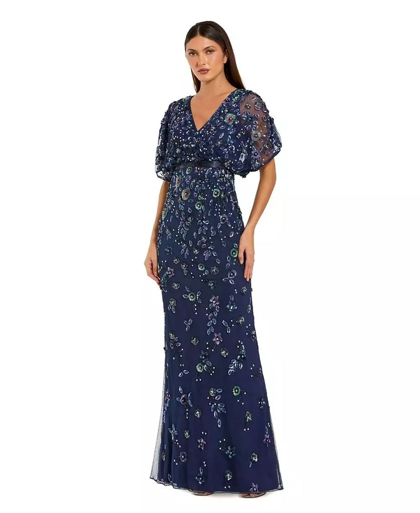 Mac Duggal Women's Floral Embellished Short Sleeve Blouson Gown - Dresses &  Skirts - Free Shipping