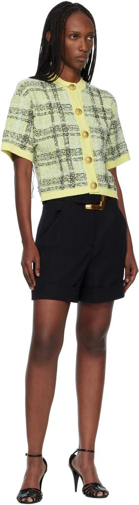 Balmain Yellow Buttoned Shiny Light Tweed Cardigan 4