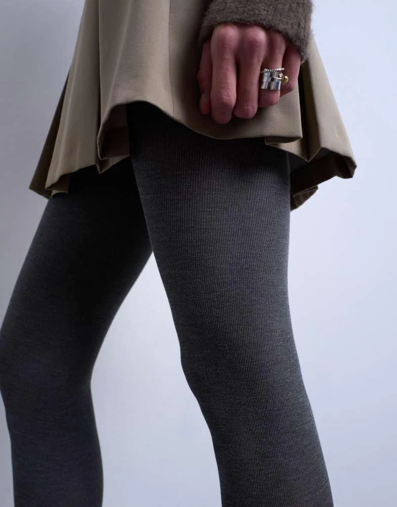 Topshop Topshop cotton tights in grey 2