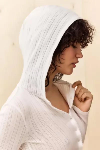Out From Under Out From Under Pointelle Snap-Front Hooded Top 2