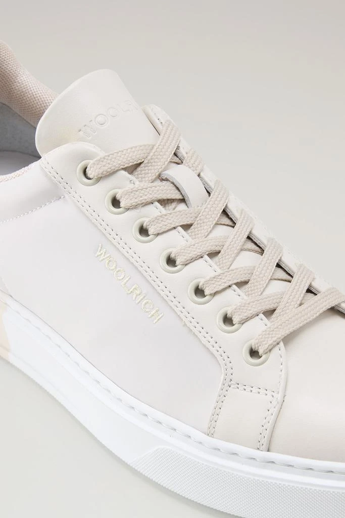 WO-FOOTWEAR Classic Court Sneakers in Technical Fabric with Leather Trim - Women - Beige 5
