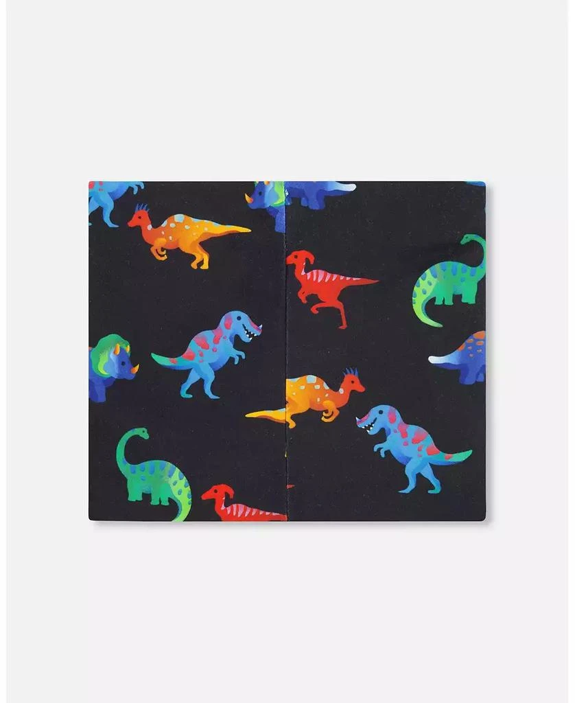Deux par Deux Baby Boys Stretch Jersey Neck Tube Black Dinosaur Print 2