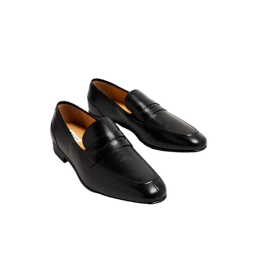 Shop Bally Saix Black Leather Penny Loafers, Brand Size 7  display picture 1