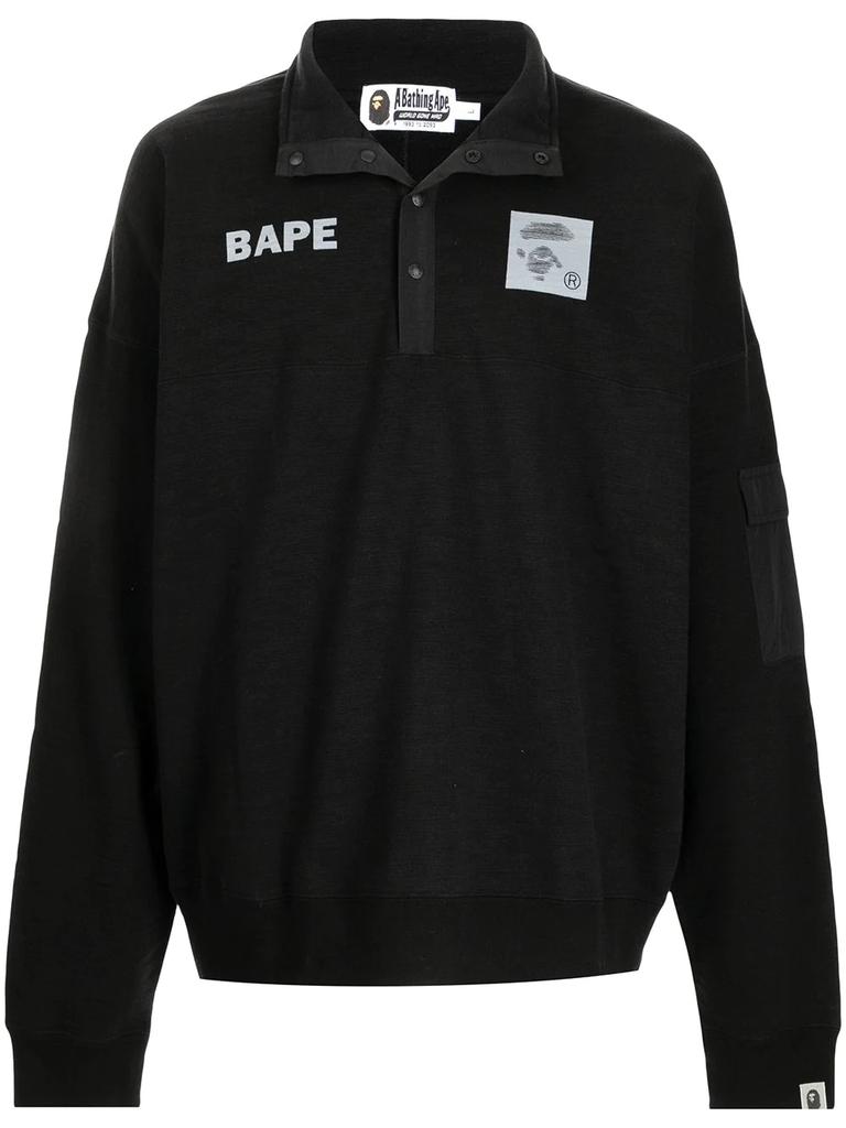 A BATHING APE® logo-print spread-collar jumper - men