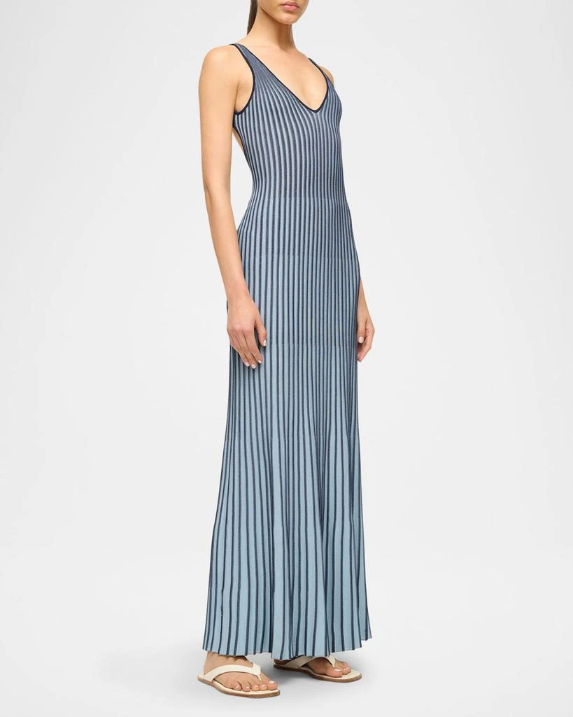 Staud Claretta Backless Pleated Rib-Knit Dress 7
