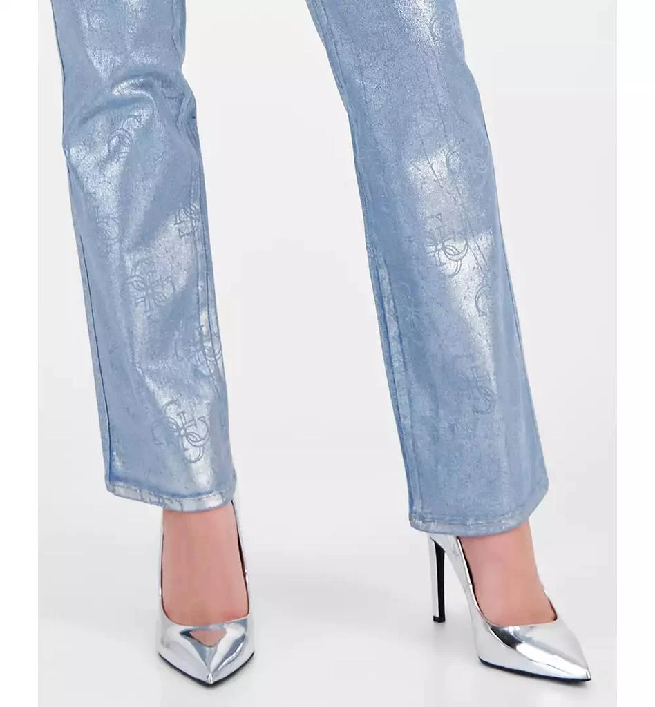 GUESS Women's Dory Signature Foil Straight-Leg Jeans 6