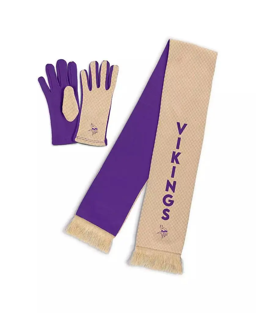 WEAR by Erin Andrews Women's Minnesota Vikings Tonal Microcheck Scarf Glove Set