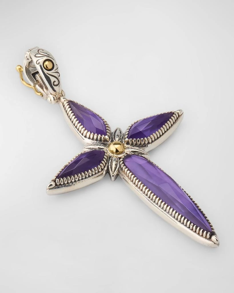 Konstantino Gen K 2 Sterling Silver and 18K Gold Crystal Cross Pendant 3