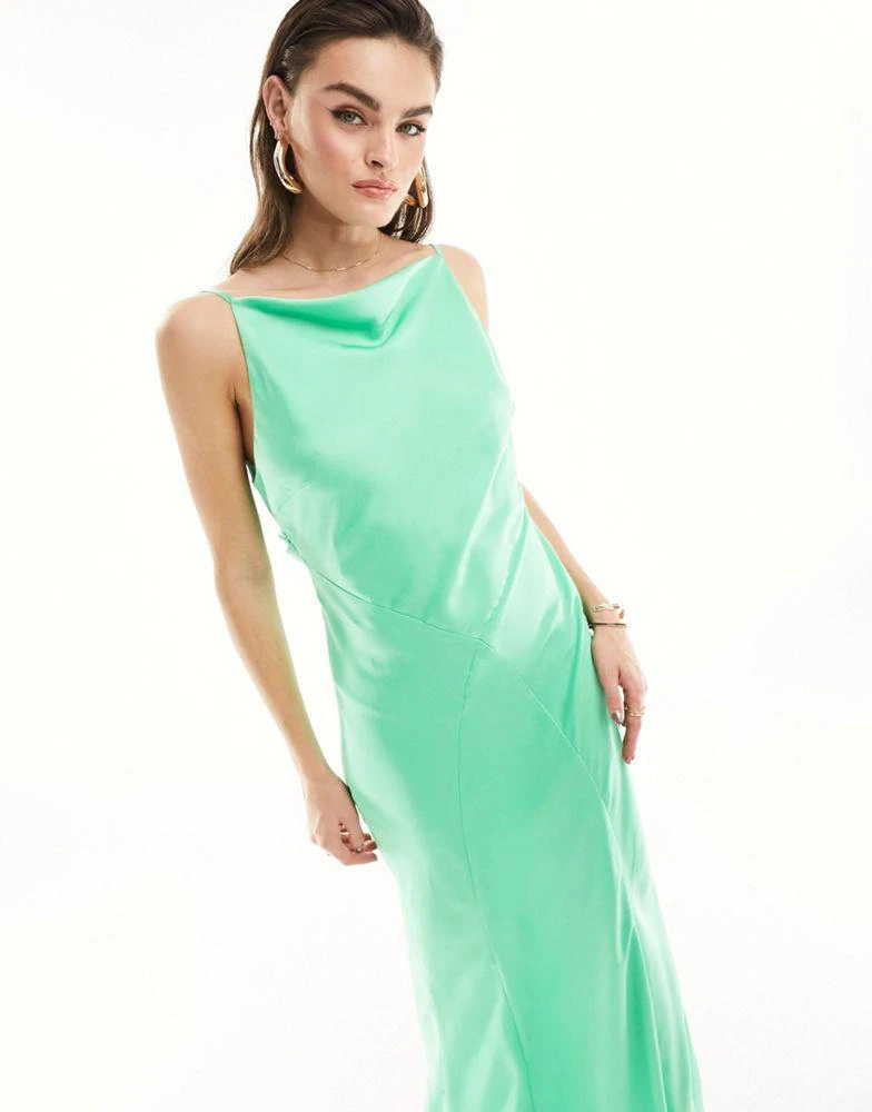 green emerald velvet dress Rent Asos Design Flutter Sleeve Cowl Neck Maxi Dress In Apple Green