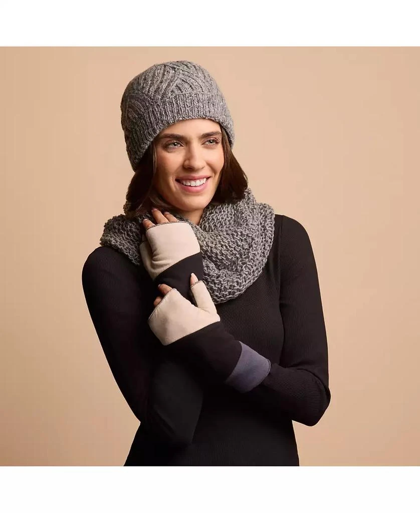 Feelgoodz Women’s Artisan Crafted Fleece Lined Color Block Fingerless Gloves 4