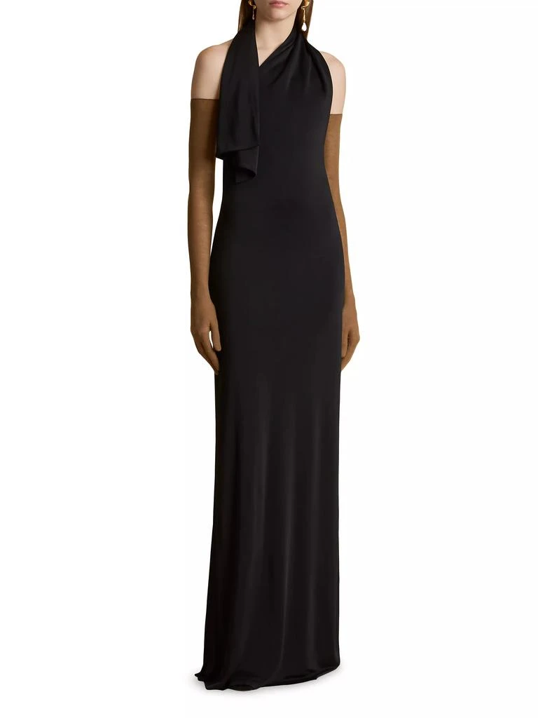 Khaite Roza Draped Halter Gown 2