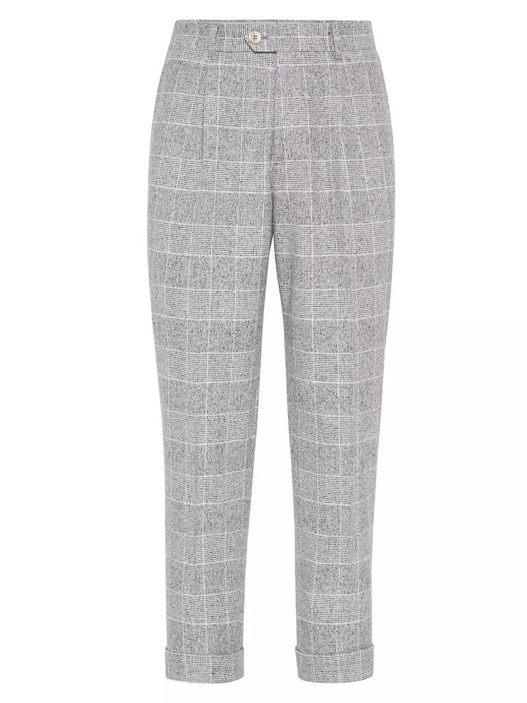 Brunello Cucinelli Prince of Wales Leisure Fit Trousers with Pleats 1